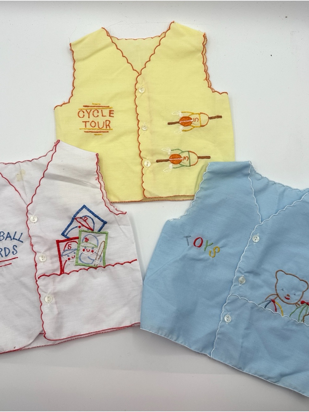 Mayfair Vintage Infant Diaper Shirt Lot of 3 baseball, Bear, cycling